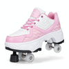 DF08 Dual-Purpose Walking Shoes Four-Wheel Shrinkable Brake Roller Skates, Size:42(White)