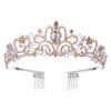 G2888 Crystal Diamond Wedding Party Braided Hair Crown Show Headband, Color: AB Colorful