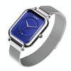 SKMEI 9207 Fashion Creative Simple Watch Men Magnetic Buckle Mesh Belt Steel Belt Couple Quartz Watch(Silver Blue)