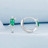 S925 Sterling Silver Platinum-plated Zircon Emerald Shining Earrings(BSE1036)