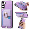 For Samsung Galaxy S23+ 5G Retro Cross Leather Ring Side Insert Card Bag MagSafe Phone Case(Purple)