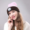 Unisex Warm Winter Polyacrylonitrile Knit Hat Adult Head Cap with 4 LED Lights, Button Battery (Dark Blue)