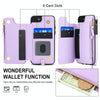 For iPhone SE 2022 / 2020 / 8 Double Flap Zipper RFID Leather Phone Case with Short Lanyard(Light Purple)
