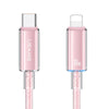 USAMS Type-C To 8 Pin Aluminum Alloy Clear LED 30W PD Fast Charge Data Cable, Length:1.2m(Pink)