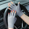 Outdoor Bicycle Riding Fishing Gloves Thin Breathable Anti-UV Sports Ice Silk Gloves, Style: Women 2 Fingers Gray