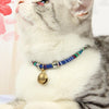 Handmade Cat Collar with Bell, Blue, Large (30+7cm) - Cats & Small Dogs