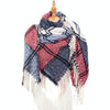 Autumn & Winter Fringed Scarf Plaid Square Scarf Thickening Ladies Shawl, Size:145cm(LS-05 Navy)