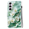 For Samsung Galaxy A55 5G Crystal Texture Colored Drawing Leather Phone Case(Jade Flowers)
