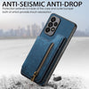 For Samsung Galaxy A33 5G Retro Leather Zipper Wallet Back Phone Case(Blue)