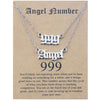 2 In 1 Angel Lucky Numbers Layered Necklace Set Women Collarbone Chain Jewelry, Style: Angel+9 Silver