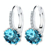 925 Sterling Silver Women Shiny Shape Micro-inserts Zircon Earrings(Water Blue)