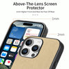 For iPhone 14 Pro Max Twill Fabric Leather Skin Back Phone Case(Khaki)