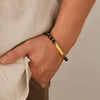 OPK GS1552 Stainless Steel Onyx Beaded Bracelet, Color: Gold