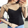 Sexy Mesh High Collar Long Sleeve Bottoming Blouse, Size:  One Size( Pure Mesh)