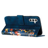 For Samsung Galaxy A15 5G / 4G Floral Pattern Leather Phone Case with Lanyard(Dark Blue)