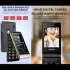 Dual-screen Flip Phone, 2.8 inch  + 2.4 inch, 5900mAh Battery, Support FM, SOS, GSM, Family Number, Big Keys, Dual SIM (Gold)