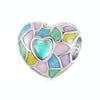 S925 Sterling Silver Platinum Plated Neon Color Love Heart-Shaped DIY Beads(SCC2708)