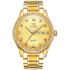 OLEVS 5565 Men Fashion Waterproof Stainless Steel Strap Diamond Quartz Watch(Gold)