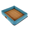 Cooling Pet Mat - Breathable Linen & Rattan (Large, Lake Blue)