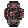 SANDA 3132 Men Multifunctional Waterproof Luminous Sports Watch(Black Red)