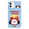 For iPhone 12 Skin Feeling Jelly TPU Hybrid PC Phone Case(French Fries Puppy Blue)