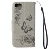 For  iPhone 8 & 7   Pressed Flowers Butterfly Pattern Horizontal Flip Leather Case with Holder & Card Slots & Wallet(Grey)