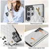 For Samsung Galaxy S21 Ultra 5G Rhombic Dual Buckle Card Slots Phone Case with Lanyard(White)