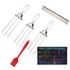 6 In 1 Stainless Steel BBQ Skewers Semi-Automatic Barbecue Fork