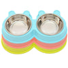 Stainless Steel Pet Bowls with Mat (Random Colour)