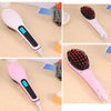 Handheld Innovative Hair Straightener Comb with LCD Temperature Display, EU Plug(Pink)