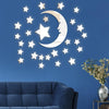 29pcs /Set Acrylic Stars And Moon Stereoscopic Mirror Wall Stickers Self-Adhesive Bedroom Background Wall Decoration(Black)