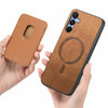 For Samsung Galaxy A16 Retro Magsafe Card Bag PU Back Cover Phone Case(Brown)