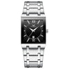 FNGEEN 3627 Waterproof Calendar Men Square Watch(White Steel Black Surface)