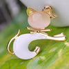 Cute Cat Brooch Cat Eye Stone Brooch(White)