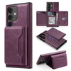 For Samsung Galaxy S25 5G Shield Multi-functional MagSafe Card Bag Phone Case(Purple)