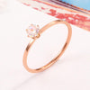 Very Fine Six-Claw Single Diamond Ring Diamond-Set Titanium Steel Women Ring, Size: US Size 3(Rose Gold)
