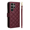 For Samsung Galaxy S25 Ultra 5G Crossbody Rhombic Zipper Tower Buckle Leather Phone Case with Lanyard(Wine Red)