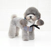 Dog Shawl with Bow Tie, Grey Yellow Grid, L (25-30cm Neck)