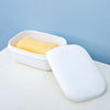 Portable Soap Box Travel Sealed Soap Box Creative with Cover Bathroom Soap Drain Stand(Rectangle)