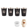 4 PCS / Set Outdoor Picnic Stainless Steel Cup With Storage Bag+Silicone Holder (Black)