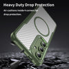 For Samsung Galaxy S24+ 5G Carbon Fiber Texture MagSafe Translucent Phone Case(Green)