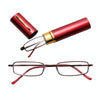 Reading Glasses Metal Spring Foot Portable Presbyopic Glasses with Tube Case +1.00D(Red)