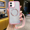 For iPhone 11 Airbag 3 in 1 CD Texture MagSafe Phone Case with Strap(Pink)