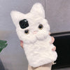 For iPhone 13 mini 3D Cute Cat Plush Full Coverage Phone Case(White)