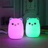 Color Change Cat Shape USB Rechargeable LED Silicone Soft Nightlight (Blue)