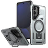 For Samsung Galaxy S24 FE 5G Shield Hollow Frame Holder MagSafe Phone Case(Grey)