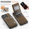 For iPhone 13 Pro AutSpace A12 MagSafe Magnetic RFID Card Bag Phone Case(Coffee)