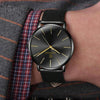 KEMANQI Simple Ultra-thin Waterproof Steel Mesh Belt Quartz Watch for Men(Ultra-thin Mesh belt black dial)