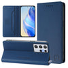 For Samsung Galaxy S21 Ultra 5G RC01 Dual-Folded Magnetic Suction RFID Leather Phone Case(Dark Blue)