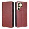 For Samsung Galaxy S25 Ultra 5G Gloss Oil Solid Color Magnetic Leather Phone Case(Brown)